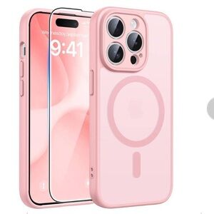 Elegant Pink Phone Case for iPhone 14 Pro Max & screen cover